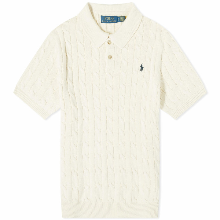 Photo: Polo Ralph Lauren Men's Cotton Cable Polo Shirt in Andover Cream