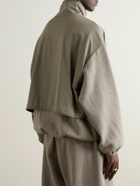 FEAR OF GOD ESSENTIALS - Layered Cotton-Blend Fleece and Shell Half-Zip Sweatshirt - Gray