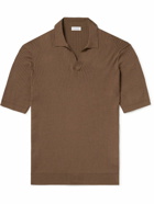 Sunspel - Ribbed Mulberry Silk and Organic Cotton-Blend Polo Shirt - Brown