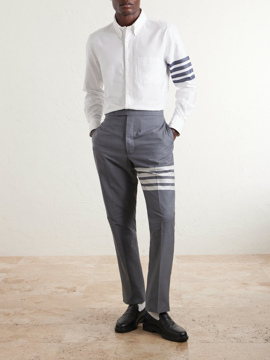 Thom Browne - Striped Cotton Shirt - White