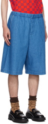 Gucci Blue Drawstring Denim Shorts