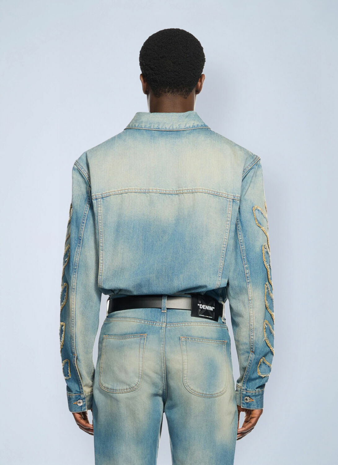 Off-White Diagonal Raw Patch Denim Jacket