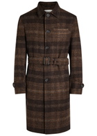 Oliver Spencer Staunton Checked Belted Wool Coat Brown