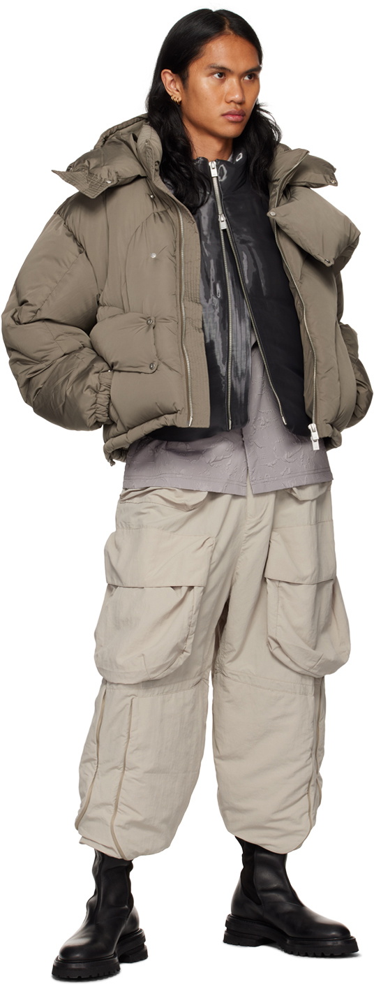 HELIOT EMIL Gray Liquid Metal Down Vest Heliot Emil