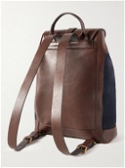Anderson's - Textured Leather-Trimmed Suede Backpack