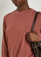 Another Tomorrow Crew-neck Fine-knit T-shirt Red