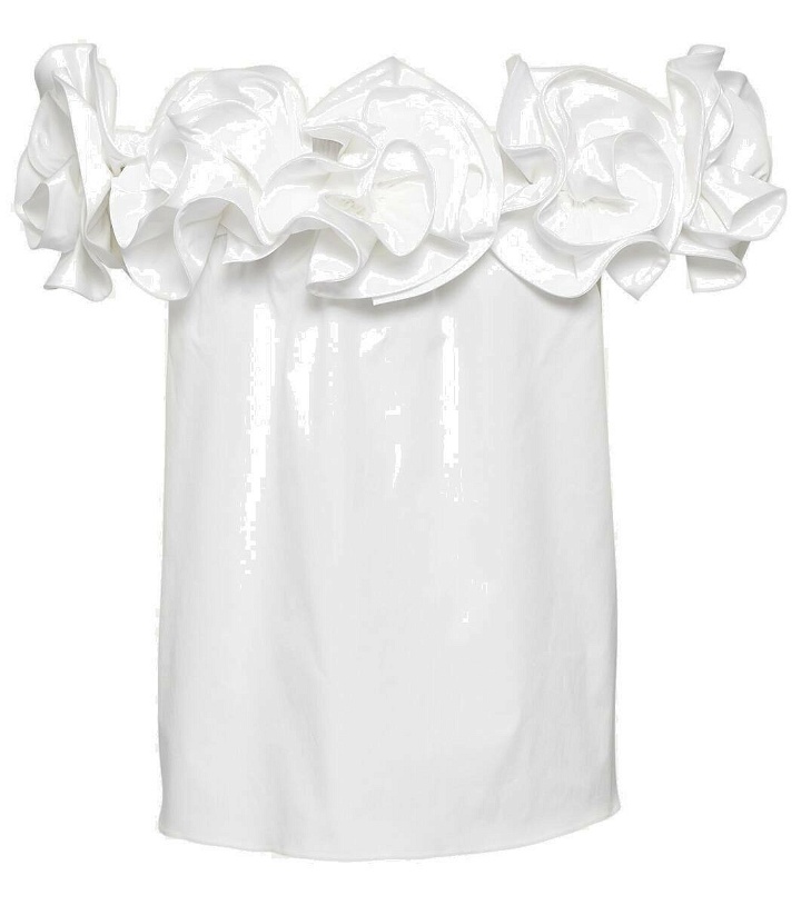 Photo: Carolina Herrera Floral-appliqué off-shoulder cotton-blend top