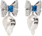 JIWINAIA Silver & White 'Yours Truly' Pearl Earrings