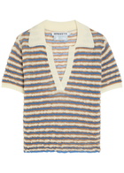 Bernadette Ophelia Striped Fine-knit Polo top Beige