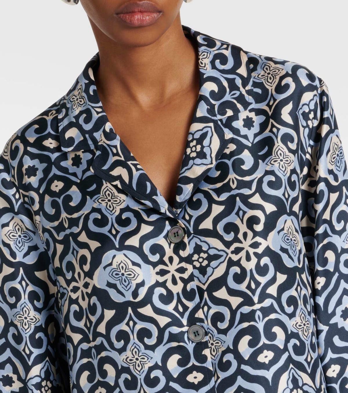 Tシャツ・カットソー S Max Mara TIMES - Reversible printed silk shirt S MAX MARA reversible 'timesh Blue S Max Mara