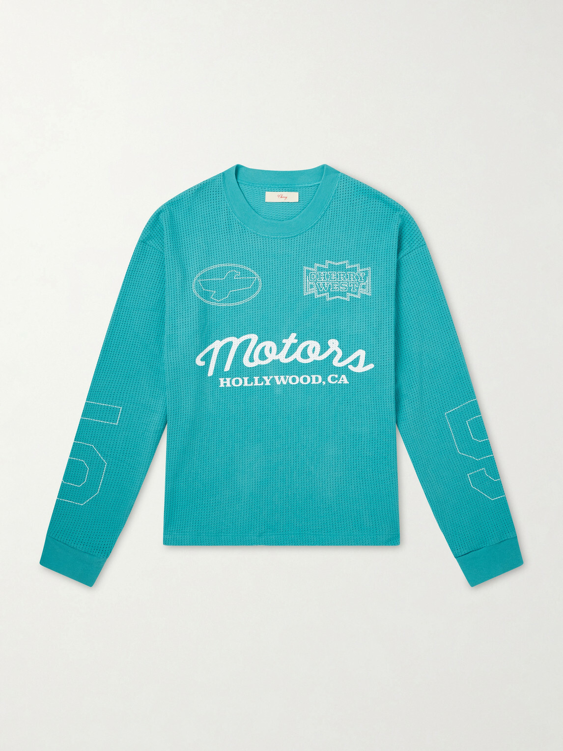 Cherry Los Angeles - Logo-Print Cotton-Mesh T-Shirt - Blue