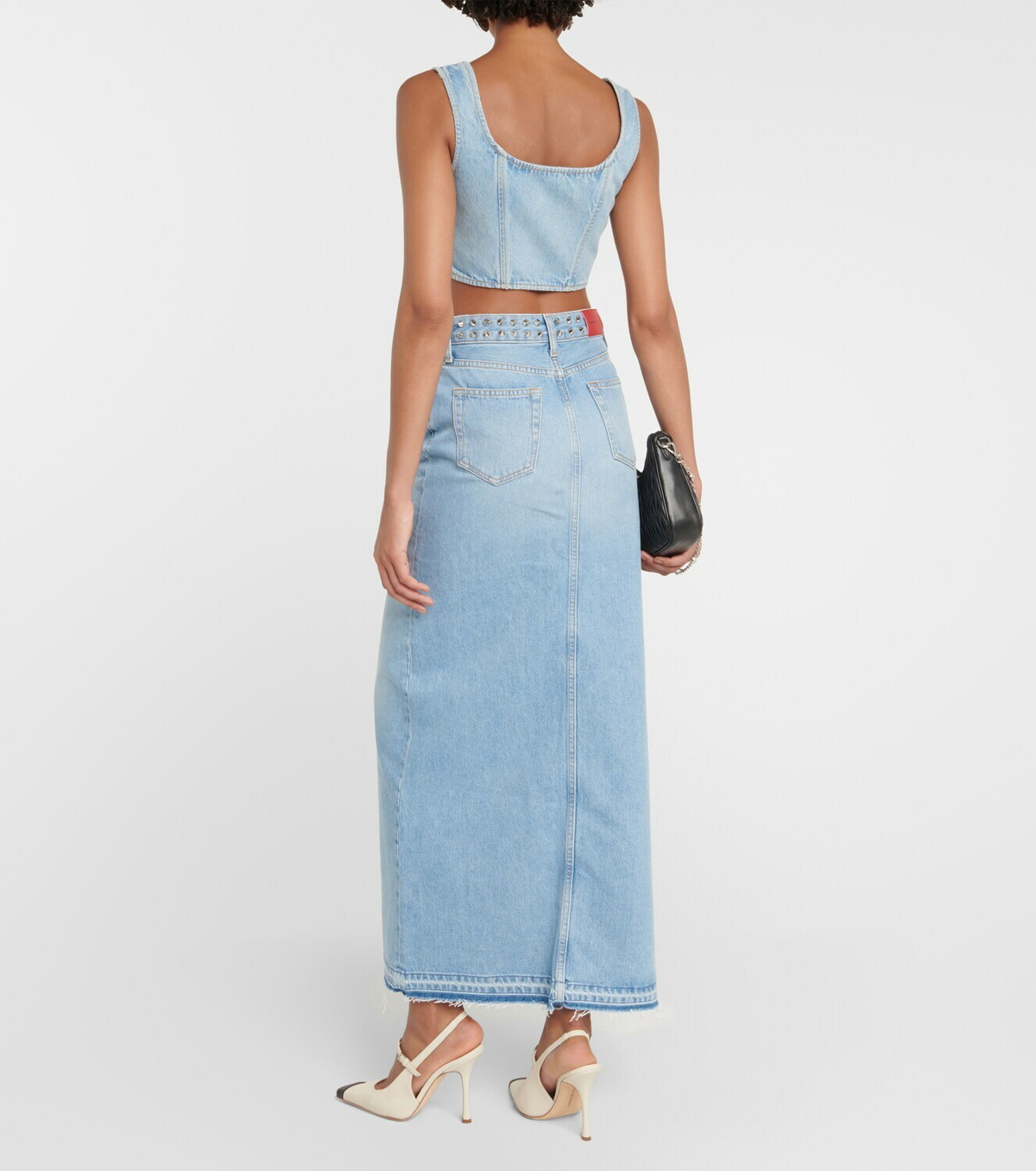 Alessandra Rich Studded denim maxi skirt Alessandra Rich