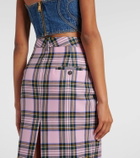 Area Plaid wool midi skirt