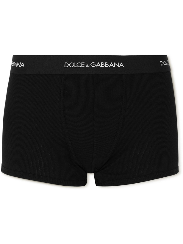 Photo: Dolce & Gabbana - Ribbed Cotton Boxer Briefs - Black