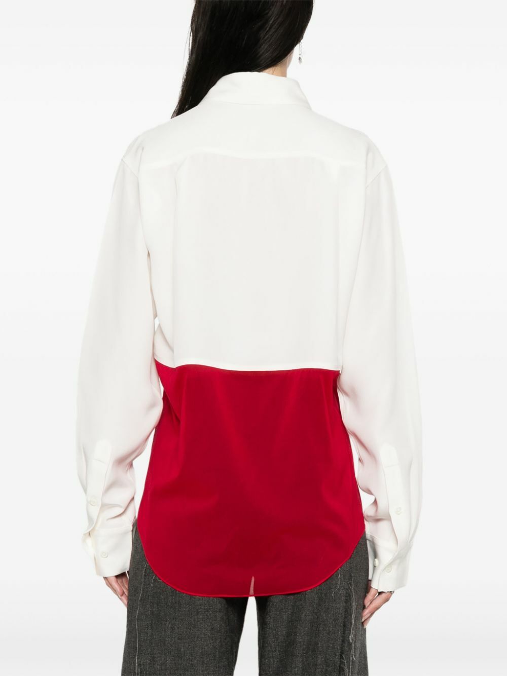 Peter Do White And Red Panelled Silk Shirt