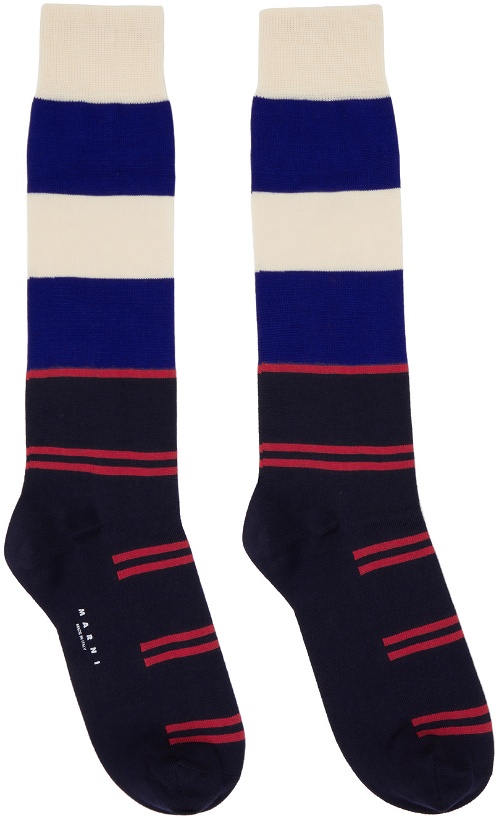 Photo: Marni Navy & Off-White Stripe Socks