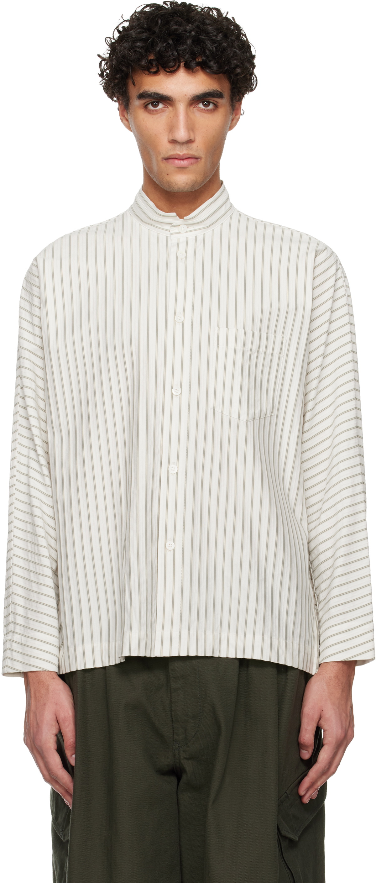 【新品】HOMMEPLISSEISSEY MIYAKE JERSEY SHIRT HOMME PLISSÉ ISSEY MIYAKE White Stripe Jersey Shirt Homme Plisse