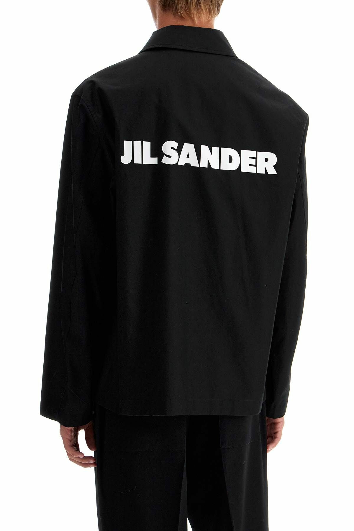 JIL SANDER logo print popeline overshirt Black