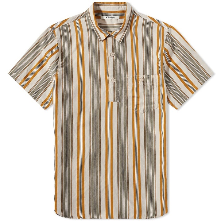 Photo: Kestin Men's Short Sleeve Granton Shirt in Ochre Stripes