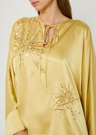 Bernadette Naomi Embellished Stretch-silk Blouse Yellow