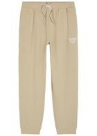 Emporio Armani Logo-appliquéd Piqué Cotton-blend Sweatpants Beige