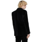 Palomo Spain Navy Velvet Double-Breasted Blazer
