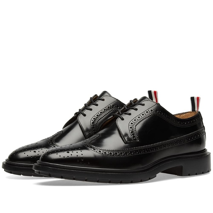 Photo: Thom Browne Classic Rubber Sole Long Wing Brogue Black