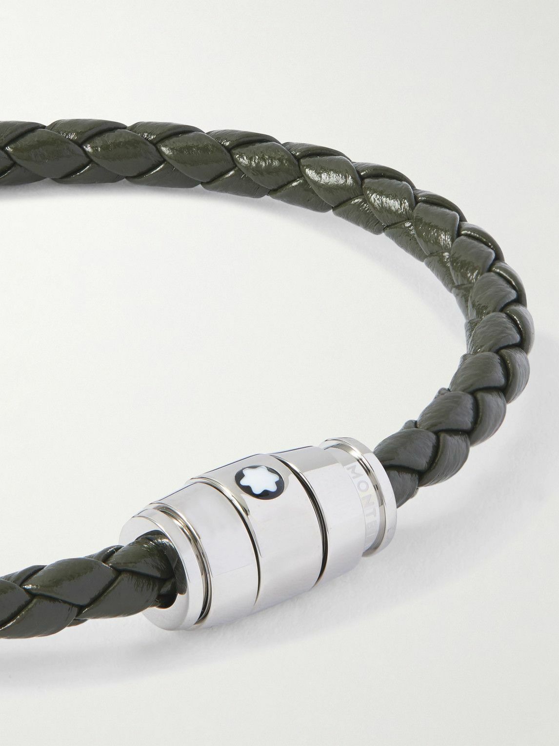 Montblanc - Silver-Tone Woven Leather Bracelet