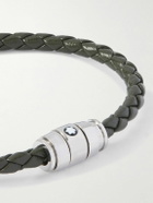 Montblanc - Silver-Tone Woven Leather Bracelet