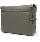 Valentino - Valentino Garavani Rockstud Full-Grain Leather Messenger Bag - Men - Army green