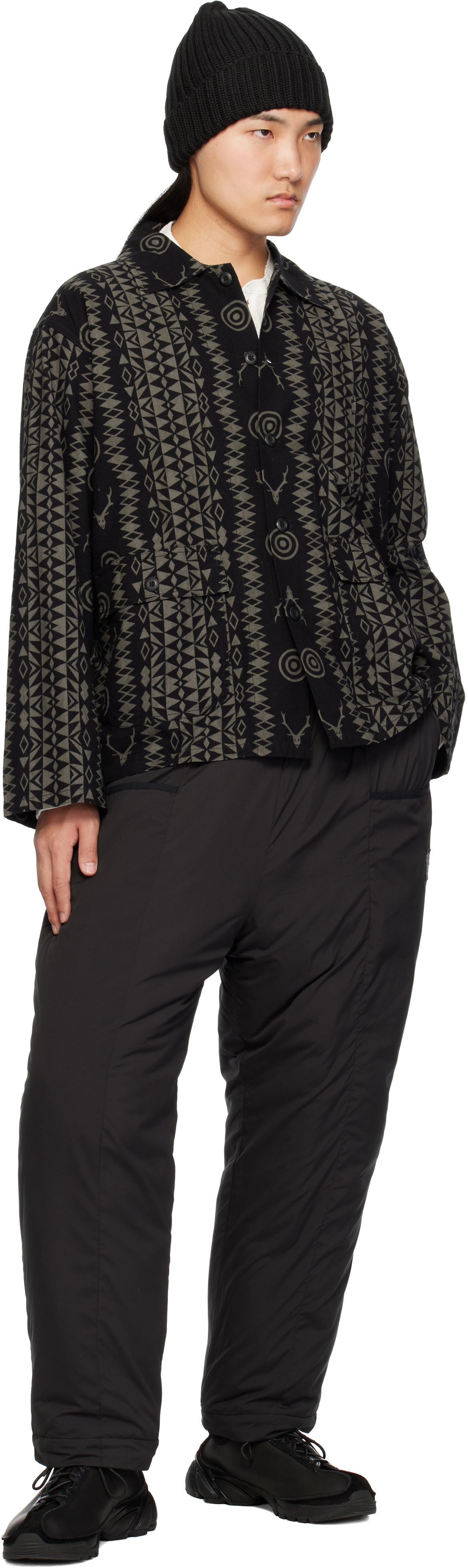 South2 West8 Black Insulator Belted Trousers