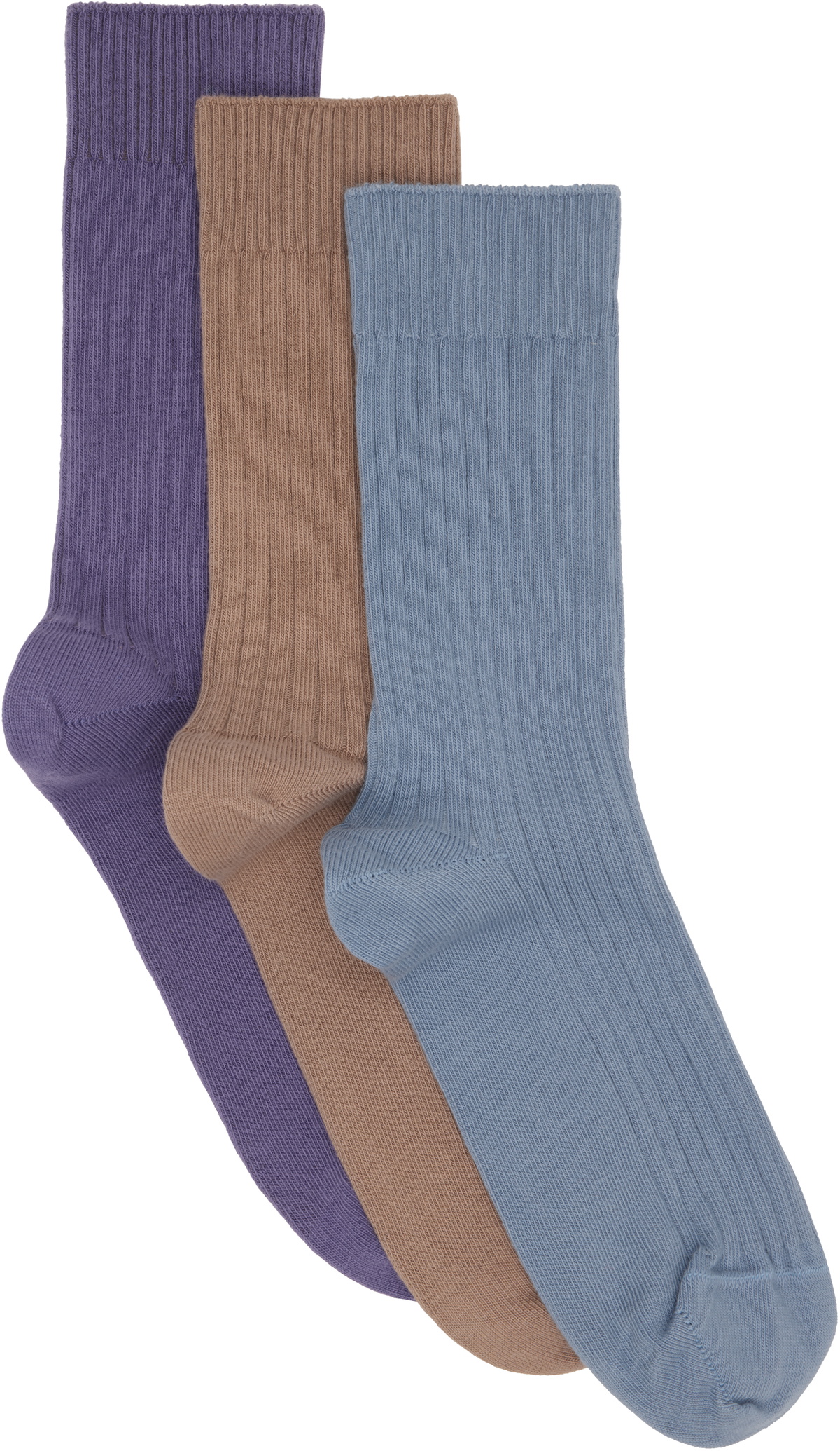Baserange Three-Pack Multicolor Cotton Rib Overankle Socks