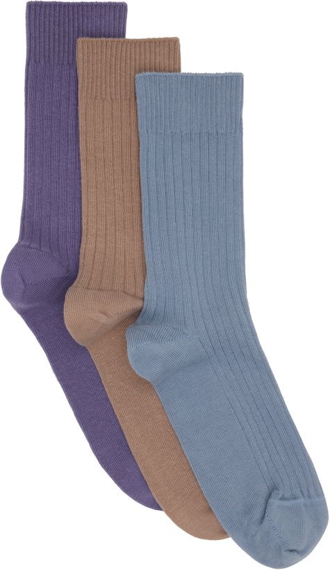 Photo: Baserange Three-Pack Multicolor Cotton Rib Overankle Socks