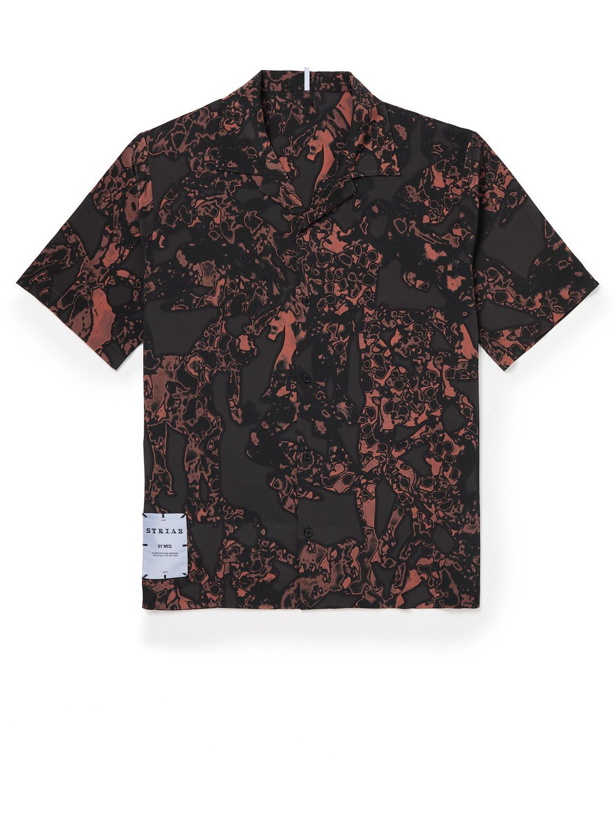 Photo: MCQ - Camp-Collar Logo-Appliquéd Printed Silk Shirt - Brown