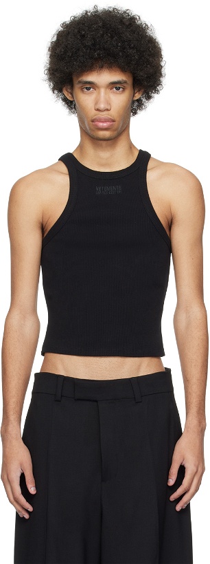 Photo: VETEMENTS Black Embroidered Tank Top