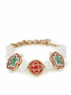 Casablanca - Gradient Flower Gold-Tone, Faux Pearl and Glass Bracelet