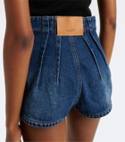 Mugler Pleated denim shorts