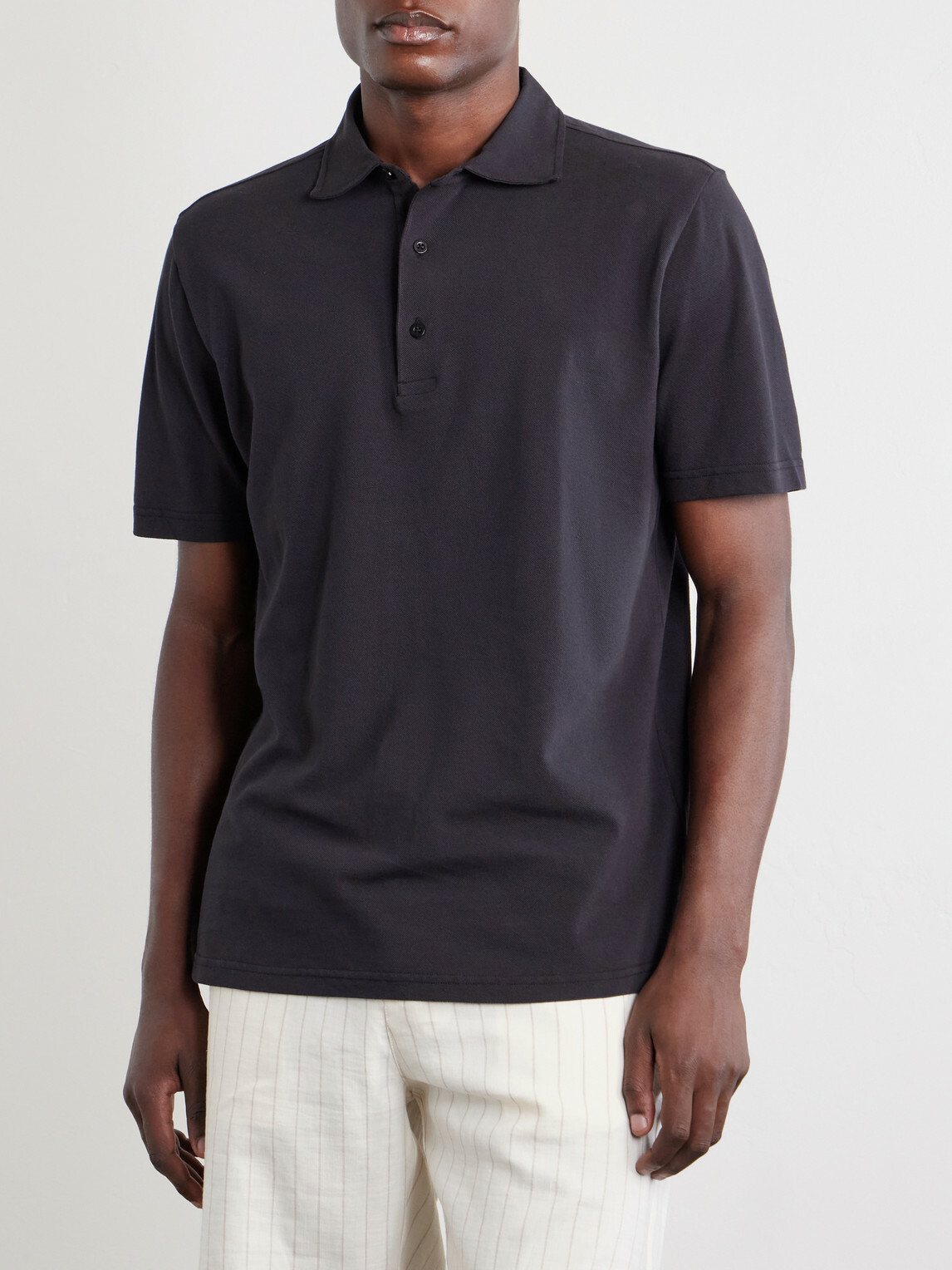 Frescobol Carioca - Luca Cotton-Piqué Polo Shirt - Black