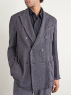 Barena - Unstructured Double-Breasted Linen-Blend Suit Jacket - Gray
