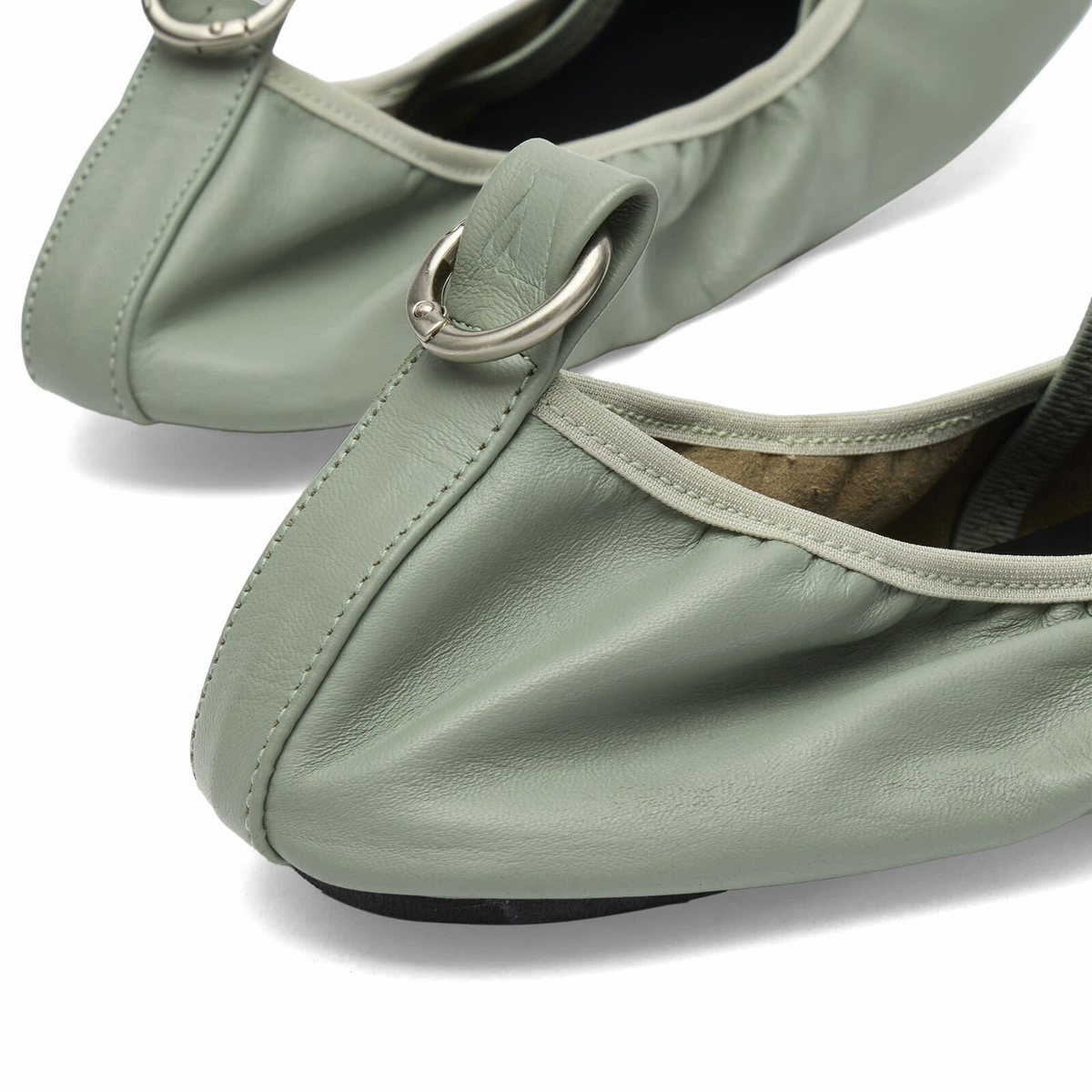 ALOHAS Women's Naira Leather Ballet Flats in Green