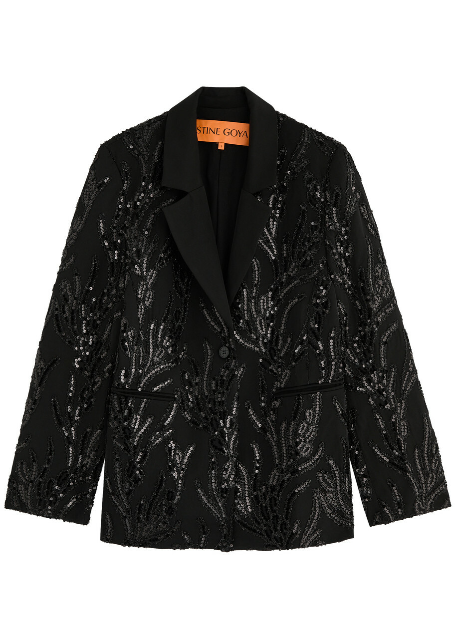Stine Goya Sequin-embellished Twill Blazer Black Stine Goya Stine Goya Sequin-embellished Twill Blazer Black Stine Goya