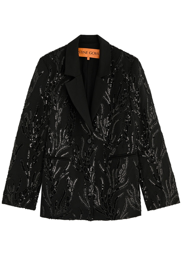 Photo: Stine Goya Sequin-embellished Twill Blazer Black