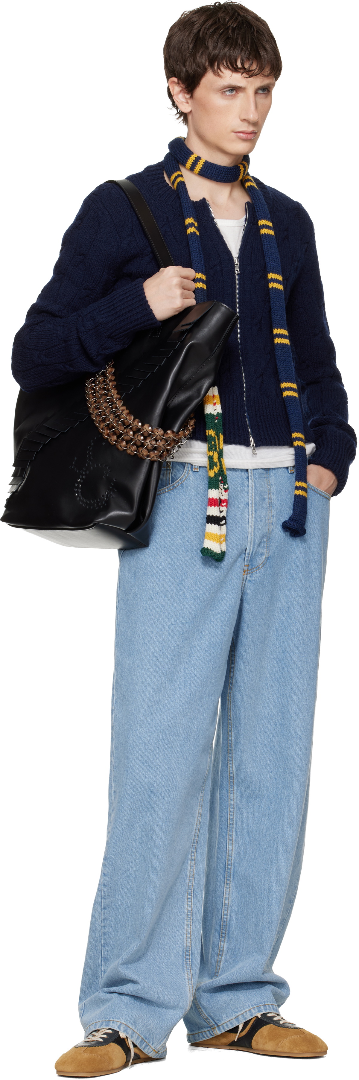 Stefan Cooke Black Leather Patch Tote