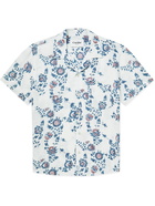 Corridor - Convertible-Collar Printed Linen and Cotton-Blend Shirt - Blue