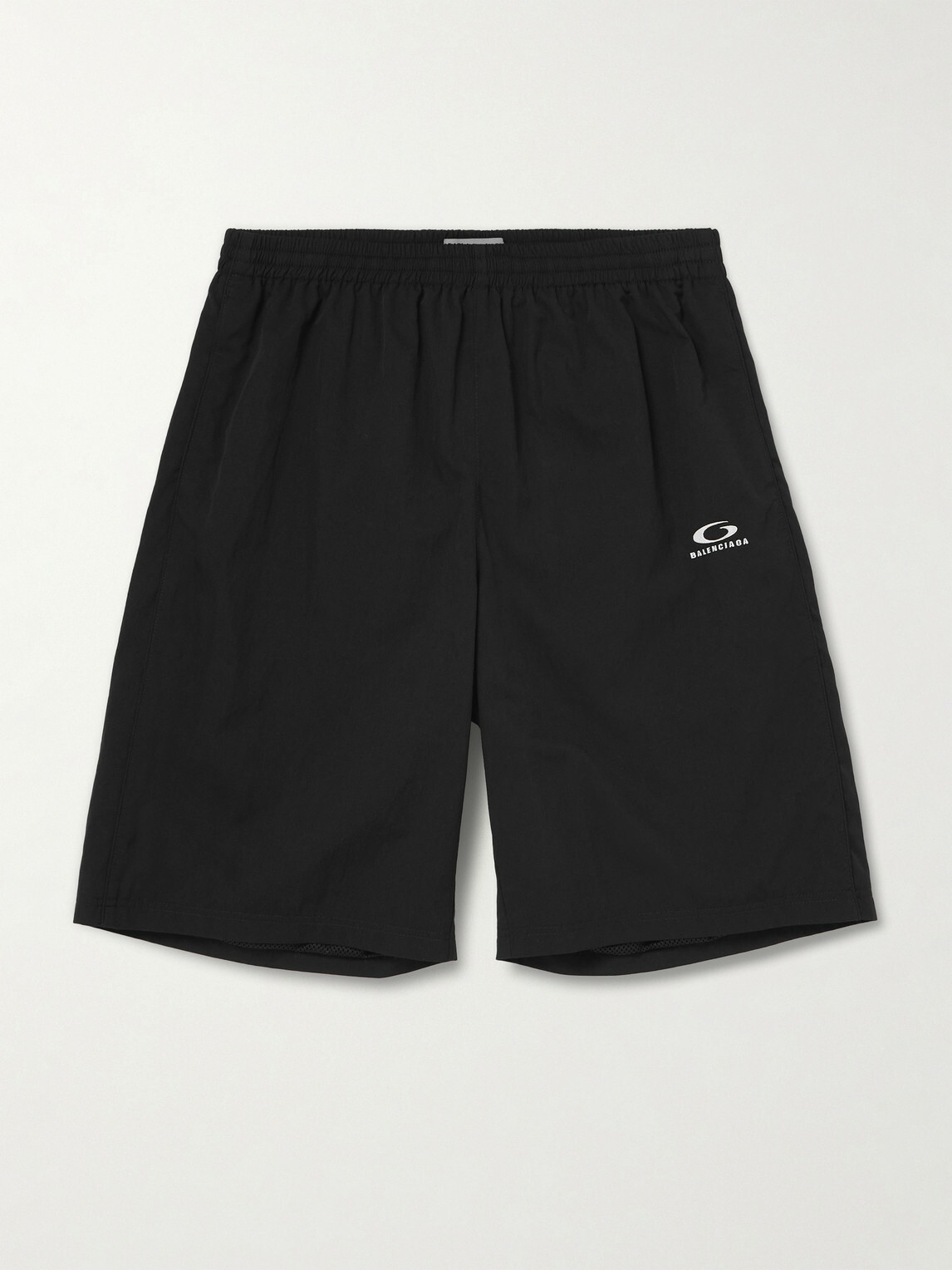 Balenciaga - Wide-Leg Logo-Embroidered Shell Shorts - Black