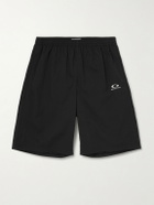 Balenciaga - Wide-Leg Logo-Embroidered Shell Shorts - Black