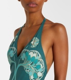 La DoubleJ Printed halterneck swimsuit