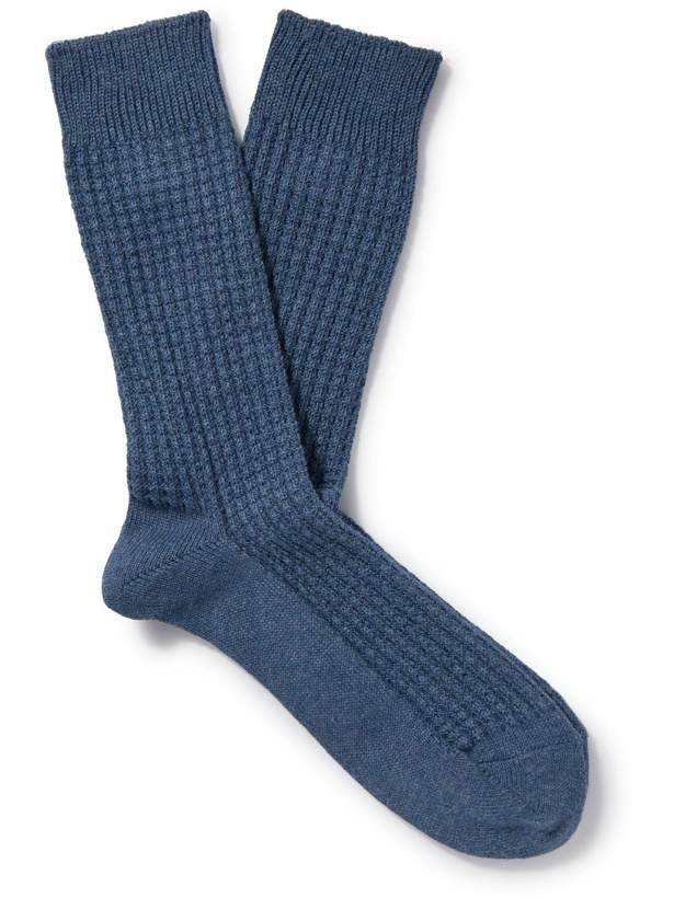 Photo: Mr P. - Waffle-Knit Cotton-Blend Socks