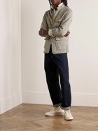 Drake's - Mandarin-Collar Checked Linen Shirt Jacket - Neutrals