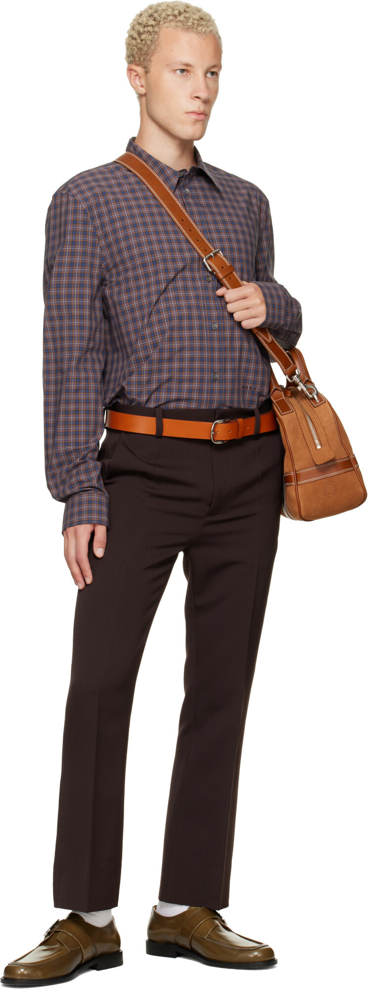 Marni Navy Checked Cotton Shirt